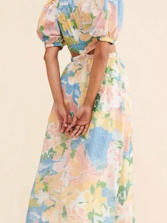 Girl & The Sun Anthropologie Cotton Rayon Multicolor Kylo Maxi Dress Size XS - Picture 7 of 10